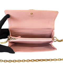 CHANEL Salmon Caviar Leather Boy Long Flap Wallet Chanel