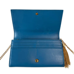 SAINT LAURENT Blue Star Leather Mary Kate YSL Clutch with Chain/Tassel Saint Laurent