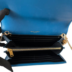 SAINT LAURENT Blue Star Leather Mary Kate YSL Clutch with Chain/Tassel Saint Laurent