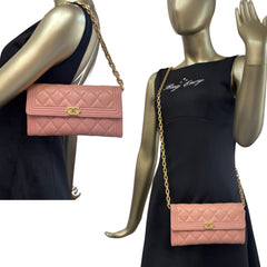 CHANEL Salmon Caviar Leather Boy Long Flap Wallet Chanel