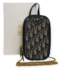 CHRISTIAN DIOR Navy Oblique Jacquard 30 Montaigne Call'in Phone Holder Dior