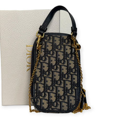 CHRISTIAN DIOR Navy Oblique Jacquard 30 Montaigne Call'in Phone Holder Dior