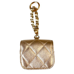 CHANEL Metallic Lambskin Airpod Case with Chain Clasp Chanel