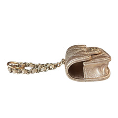 CHANEL Metallic Lambskin Airpod Case with Chain Clasp Chanel