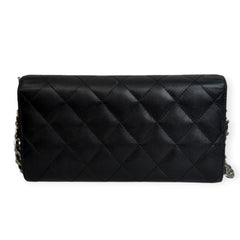 CHANEL Black Lambskin Cambon Full Flap Wallet with added leather chain Chanel