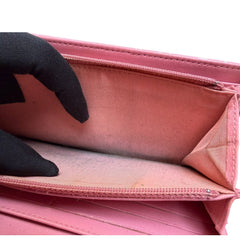 CHANEL Pink/Silver Lambskin SHW Camellia Long Flap Wallet Chanel