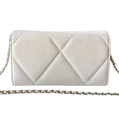 CHANEL 19 White Goatskin Large Quilt Long Flap Wallet Chanel