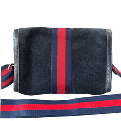 GUCCI Navy Suede Small Ophidia Clutch with Strap/Chain Gucci