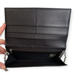 FENDI Black Leather Roma Continental Wallet with Chain Fendi