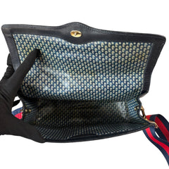 GUCCI Navy Suede Small Ophidia Clutch with Strap/Chain Gucci