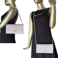 CHANEL Pale Pink Caviar GHW Classic Flap Gusseted Wallet Chanel