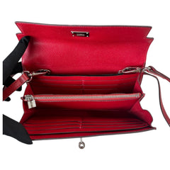 HERMES Red Clemence Leather Kelly Wallet with Added Insert/Chain Hermes