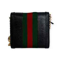 GUCCI Ophidia Black Leather Compact Wallet with Adjustable Chain Gucci
