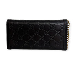 GUCCI Black Guccissima Interlocking Sukey Wallet with Chain Gucci