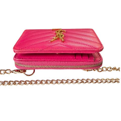 SAINT LAURENT YSL Pink Compact Zip Wallet Saint Laurent
