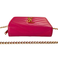 SAINT LAURENT YSL Pink Compact Zip Wallet Saint Laurent