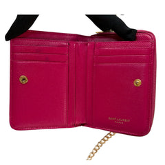 SAINT LAURENT YSL Pink Compact Zip Wallet Saint Laurent