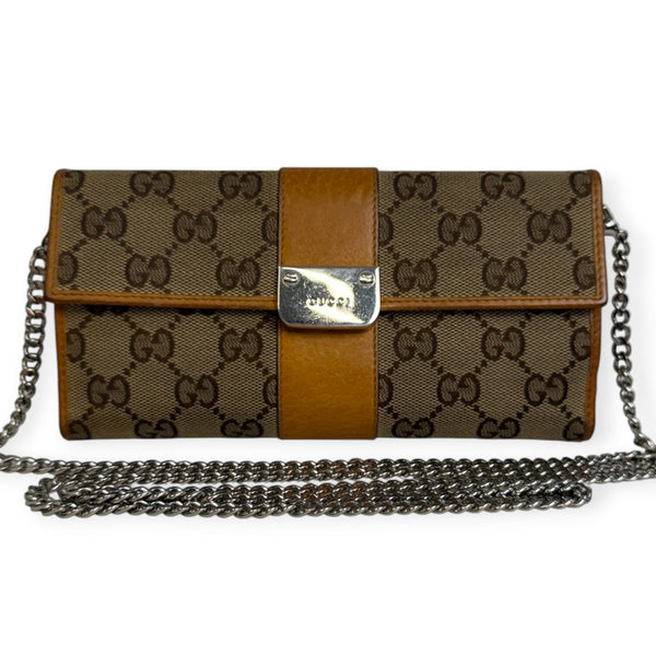GUCCI GG Canvas Interlocking Wallet with Chain Gucci