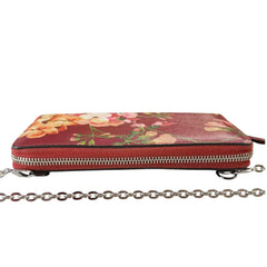 GUCCI Flora Zip Wallet with Silver Crossbody Chain Gucci