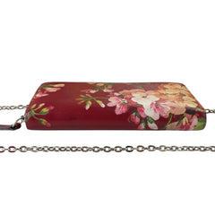 GUCCI Flora Zip Wallet with Silver Crossbody Chain Gucci