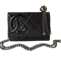 CHANEL Lambskin Cambon Compact Wallet On Adjustable Chain Chanel