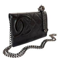 CHANEL Lambskin Cambon Compact Wallet On Adjustable Chain Chanel