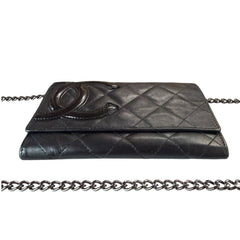 CHANEL Lambskin Cambon Compact Wallet On Adjustable Chain Chanel