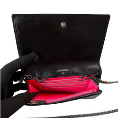CHANEL Lambskin Cambon Compact Wallet On Adjustable Chain Chanel