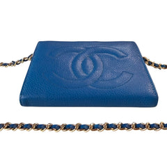 CHANEL Blue Caviar Leather Timeless Compact Wallet Chanel