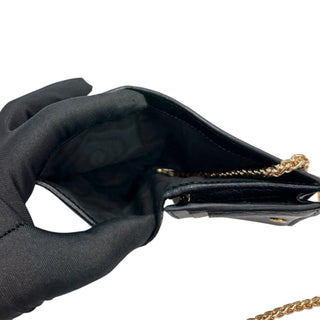 GUCCI Black/GG Supreme Compact Wallet with Adjustable Chain Gucci