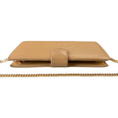 CHANEL Beige Caviar Leather Timeless Wallet Chanel