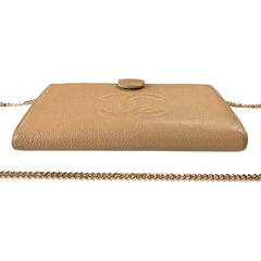 CHANEL Beige Caviar Leather Timeless Wallet Chanel