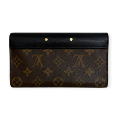 LOUIS VUITTON Black Leather and Monogram Portefeuille Pallas Wallet with Chain Louis Vuitton