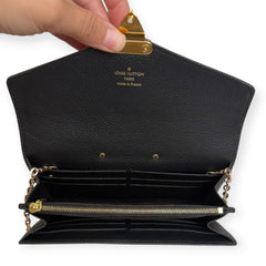 LOUIS VUITTON Black Leather and Monogram Portefeuille Pallas Wallet with Chain Louis Vuitton