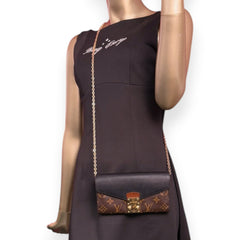 LOUIS VUITTON Black Leather and Monogram Portefeuille Pallas Wallet with Chain Louis Vuitton