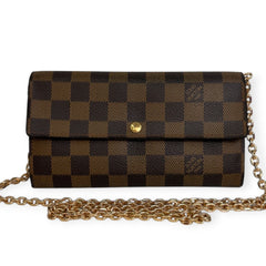 LOUIS VUITTON Damier Ebene Sarah Wallet with Chain Louis Vuitton