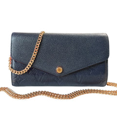 LOUIS VUITTON Navy Empreinte Leather Sarah Wallet with Chain Louis Vuitton