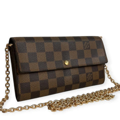 LOUIS VUITTON Damier Ebene Sarah Wallet with Chain Louis Vuitton