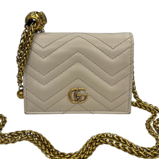 GUCCI Bone GG Marmont Compact Wallet with Adjustable Chain Gucci
