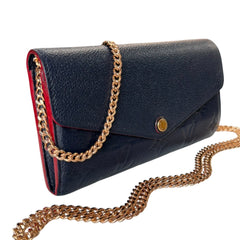 LOUIS VUITTON Navy Empreinte Leather Sarah Wallet with Chain Louis Vuitton