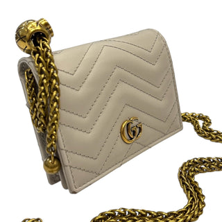 GUCCI Bone GG Marmont Compact Wallet with Adjustable Chain Gucci