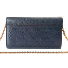 LOUIS VUITTON Navy Empreinte Leather Sarah Wallet with Chain Louis Vuitton