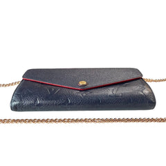 LOUIS VUITTON Navy Empreinte Leather Sarah Wallet with Chain Louis Vuitton