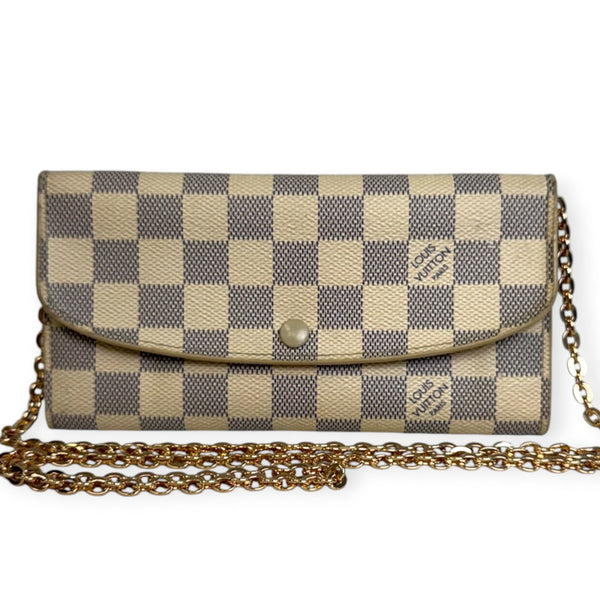 LOUIS VUITTON Damier Azur Emilie Wallet with Chain Louis Vuitton