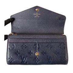 LOUIS VUITTON Navy Empreinte Leather Sarah Wallet with Chain Louis Vuitton