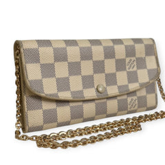 LOUIS VUITTON Damier Azur Emilie Wallet with Chain Louis Vuitton