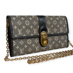 LOUIS VUITTON Monogram Navy Mini Lin/Idylle  Sarah Wallet with added Chain Louis Vuitton