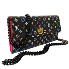 LOUIS VUITTON Black Multicolor Monogram Sarah Wallet with Chain Louis Vuitton