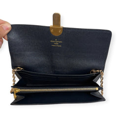 LOUIS VUITTON Monogram Navy Mini Lin/Idylle  Sarah Wallet with added Chain Louis Vuitton