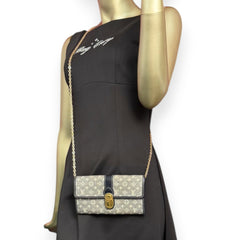 LOUIS VUITTON Monogram Navy Mini Lin/Idylle  Sarah Wallet with added Chain Louis Vuitton